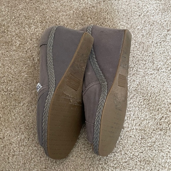 TOMS Canvas Peep-Toe Wedges - Picture 4 of 5